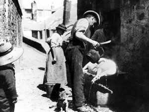 William Stevens Scalding the Pig nær Norway Lane, St Ives, ca. 1880-99